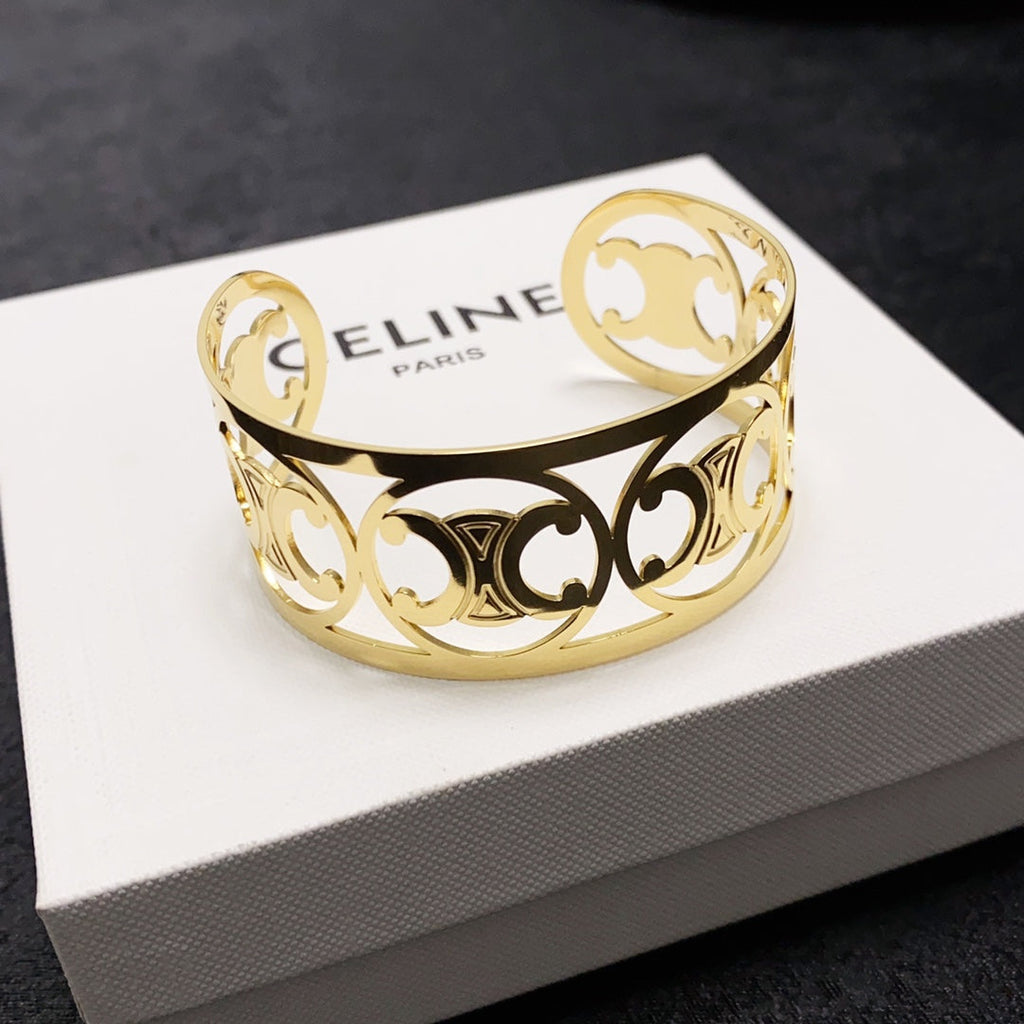 Celine Open Cuff 18K Gold Bracelet