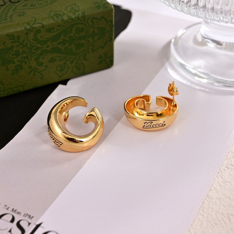 Gucci Double GucciLogo 18K Gold Earrings