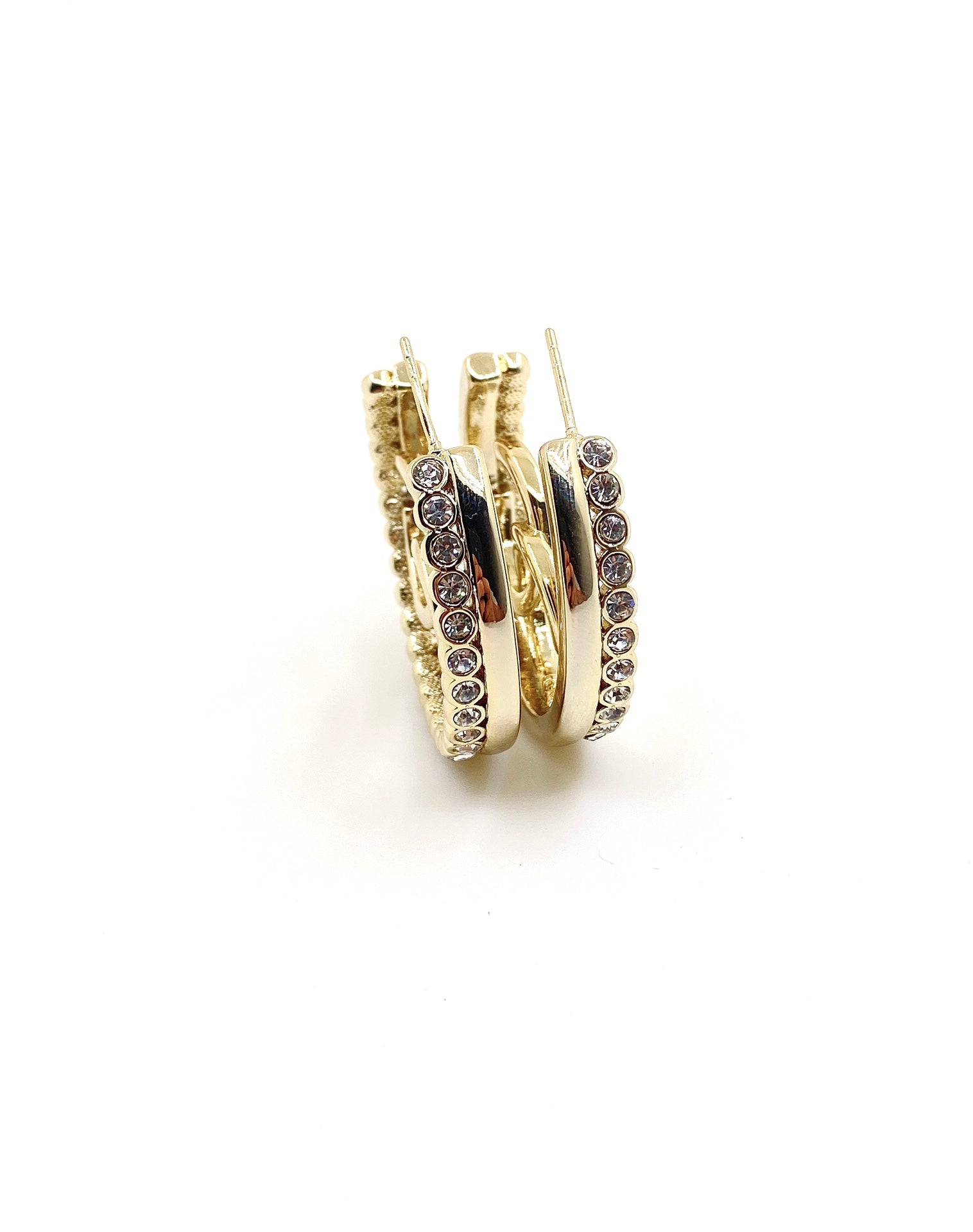 Chanel Circle Crystals 18K Gold Earrings