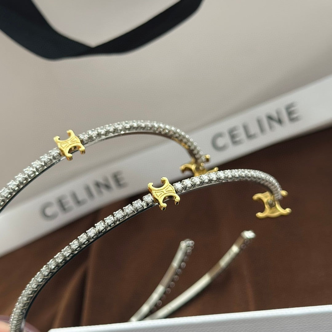 Celine Gourmette Crystals 18K Gold Earrings