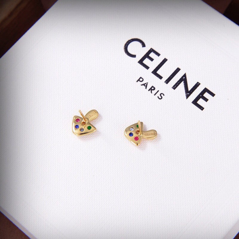Celine Colorful Mushroom 18K Gold Earrings