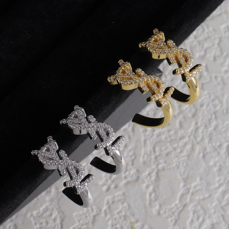 YSL Gold Diamond Circle 18K Gold Earrings