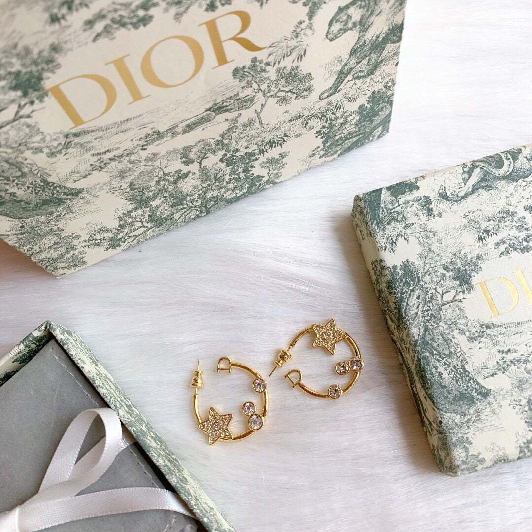 Dior Star Pink Crystals 18K Gold Earrings