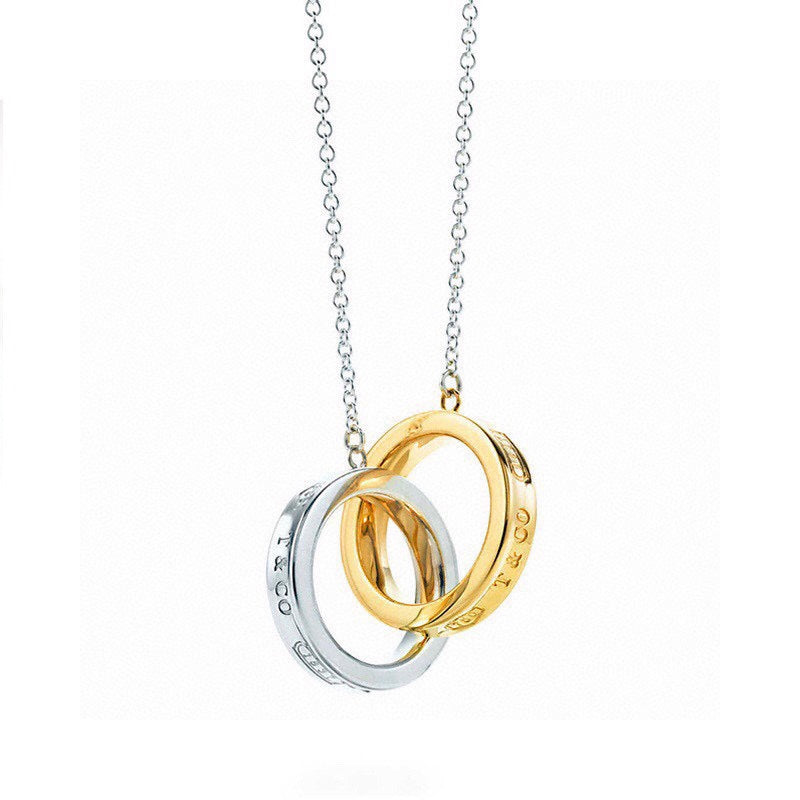 Tiffany 1837 Interlocking Circles Pendant 18K Gold Necklace