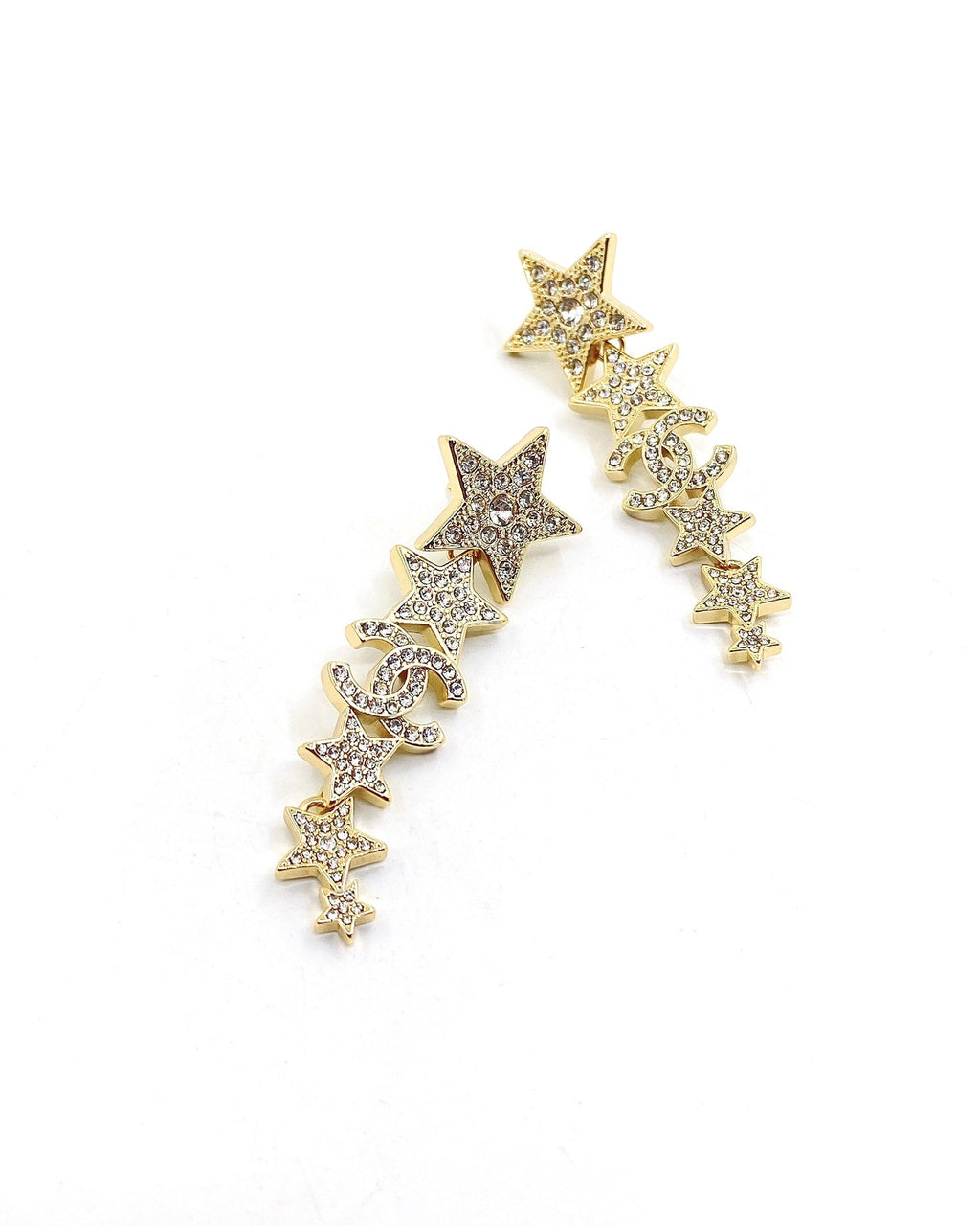 Chanel Star Diamonds Pendant 18K Gold Earrings