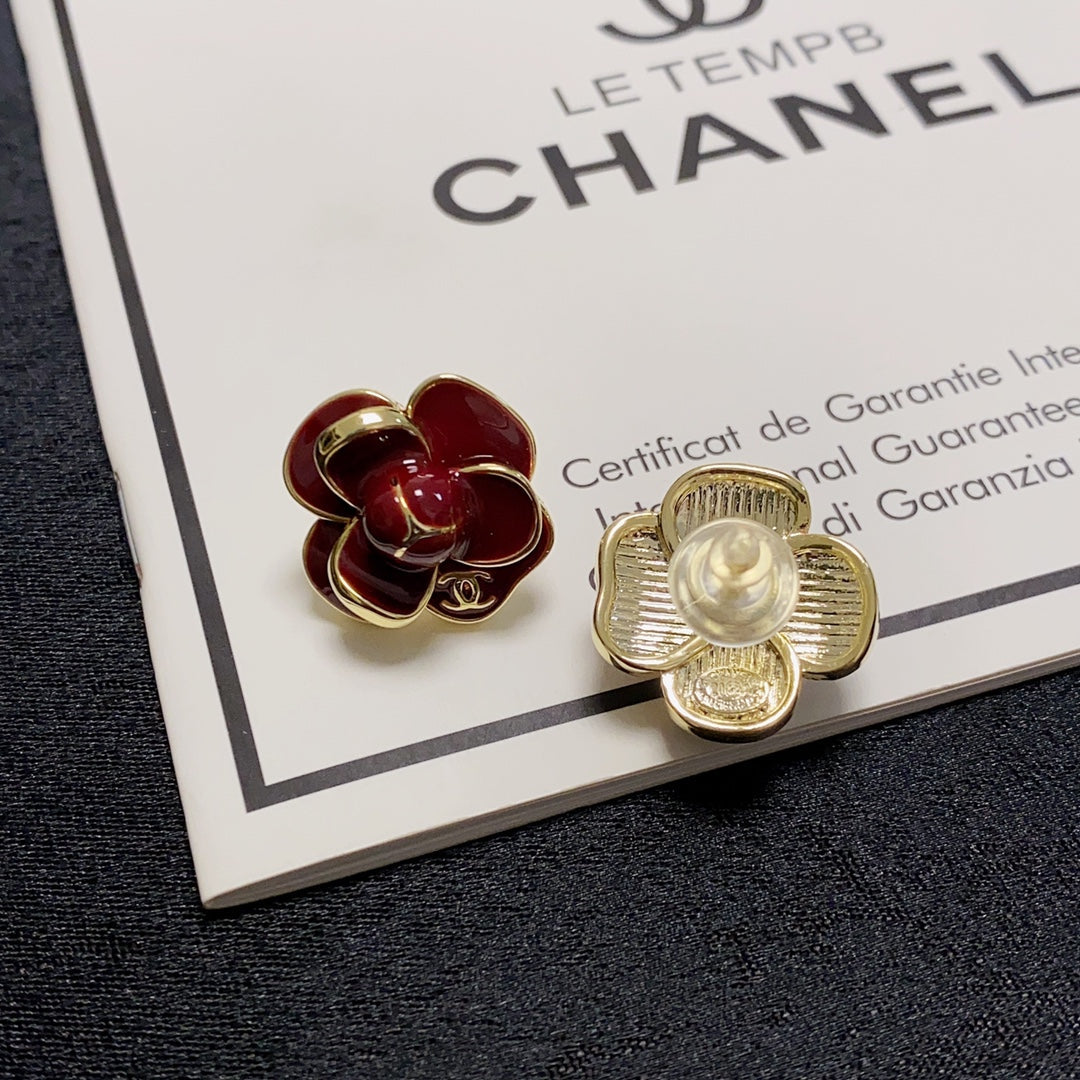 Chanel Camellia 18K Gold Earrings