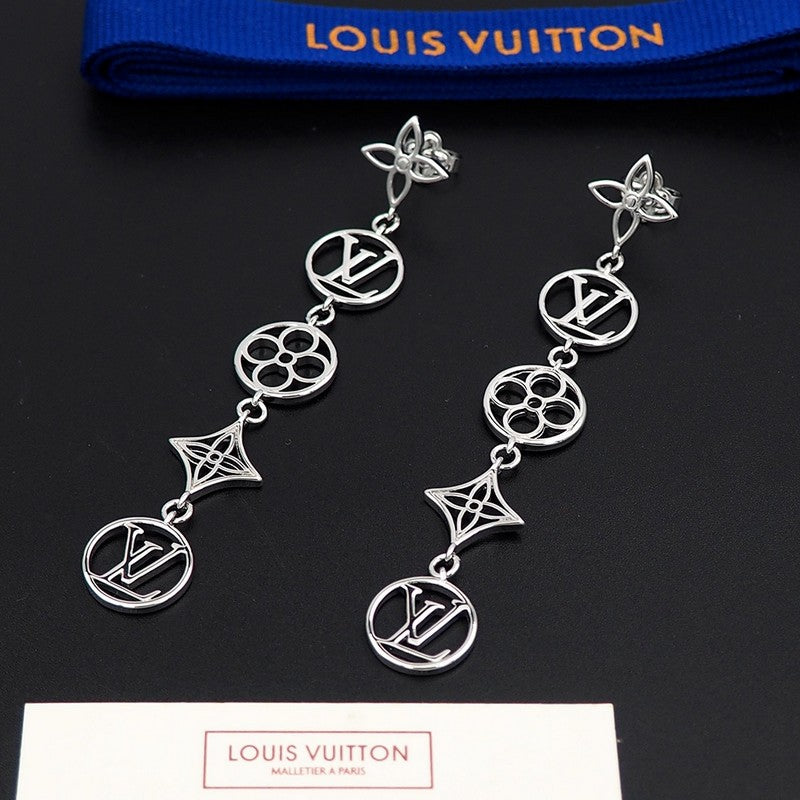 Louis Vuitton Lace Long 18K Gold Earrings