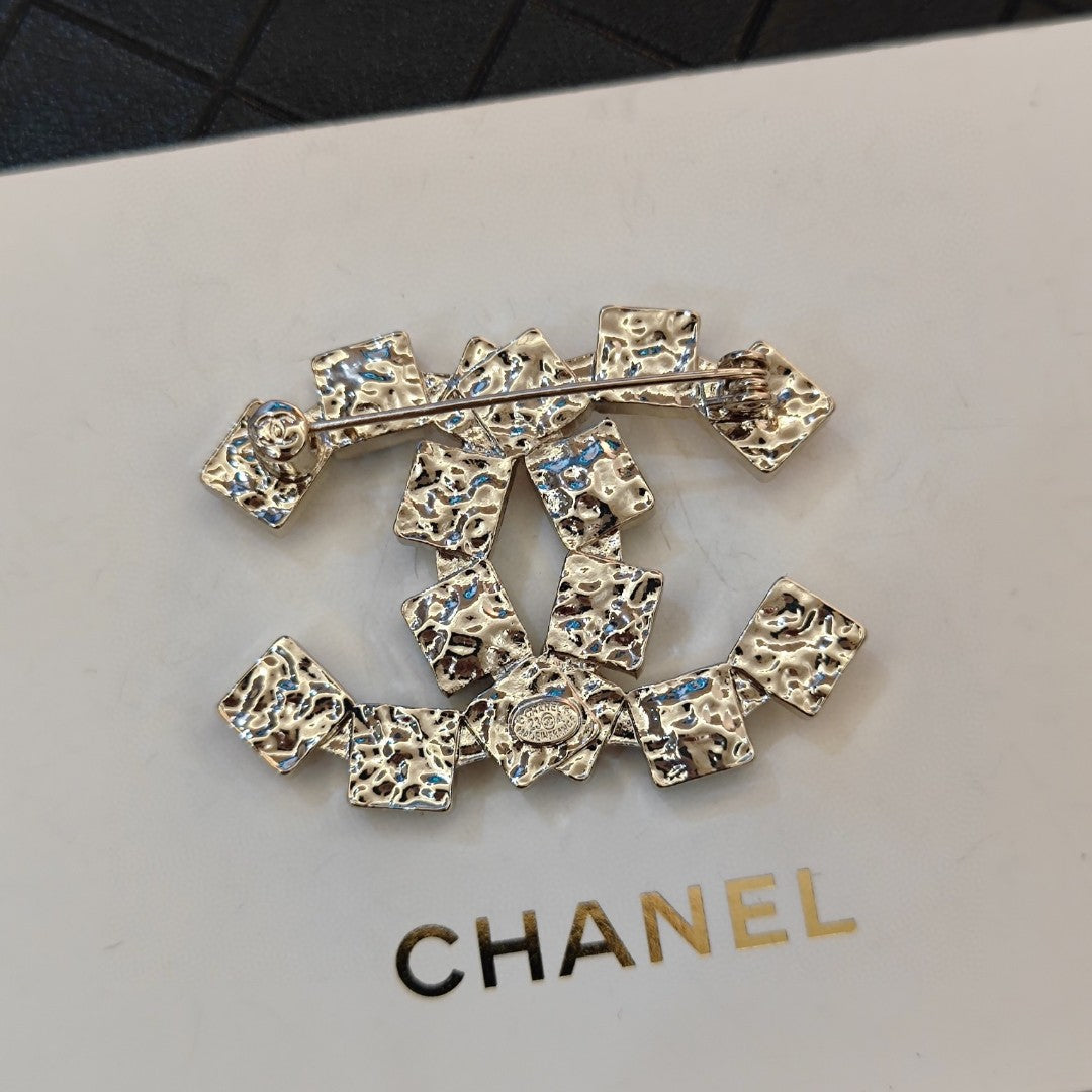 Chanel Black Crystals 18K Gold Brooch