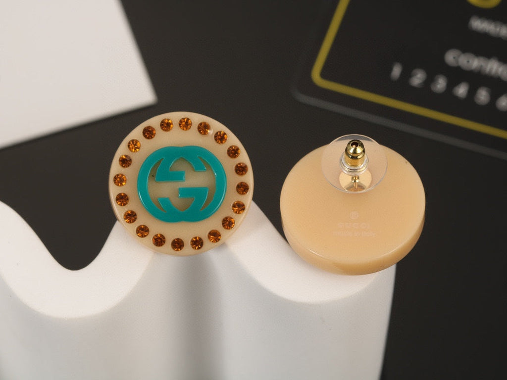 Gucci Double Resin 18K Gold Earrings