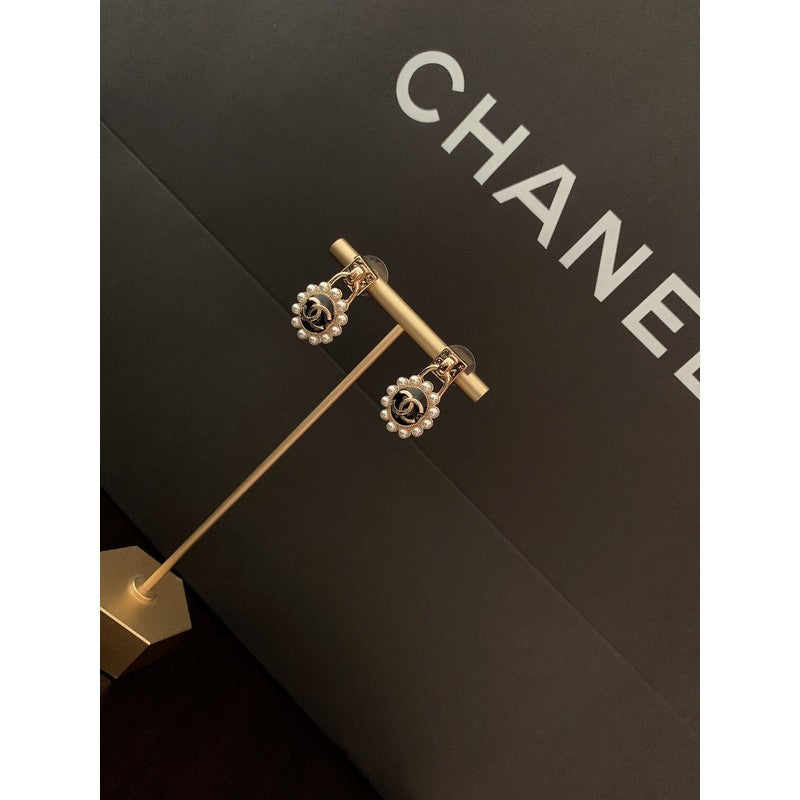 Chanel Pearl 18K Gold Earrings
