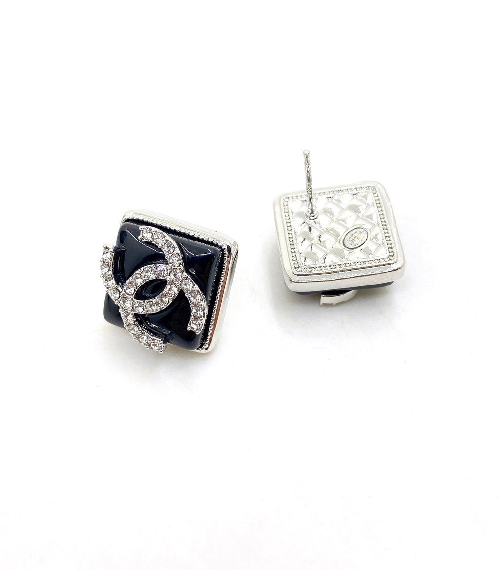 Chanel Square 18K Gold Earrings