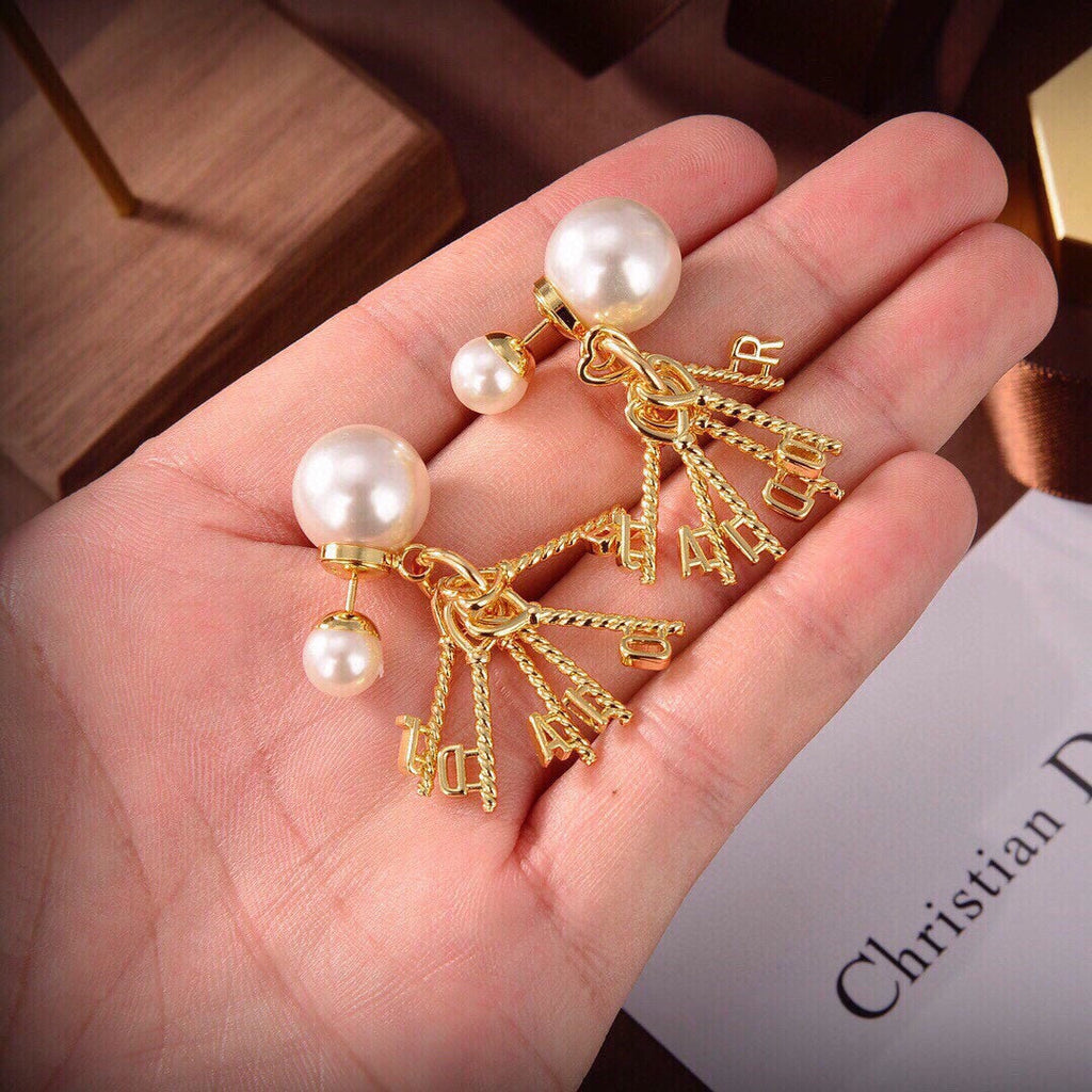 Dior Tassel Pearls 18K Gold Earrings