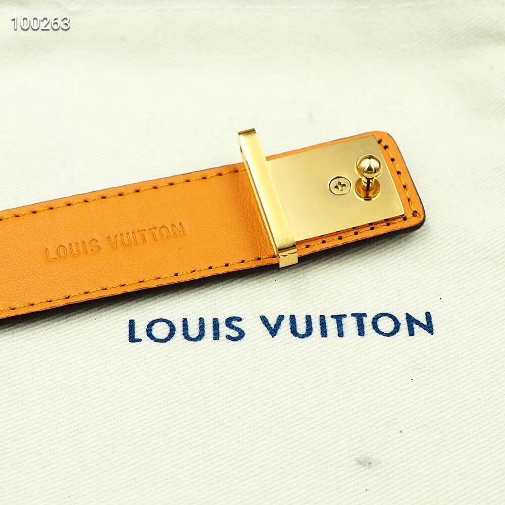 Louis Vuitton Leather 18K Gold Bracelet