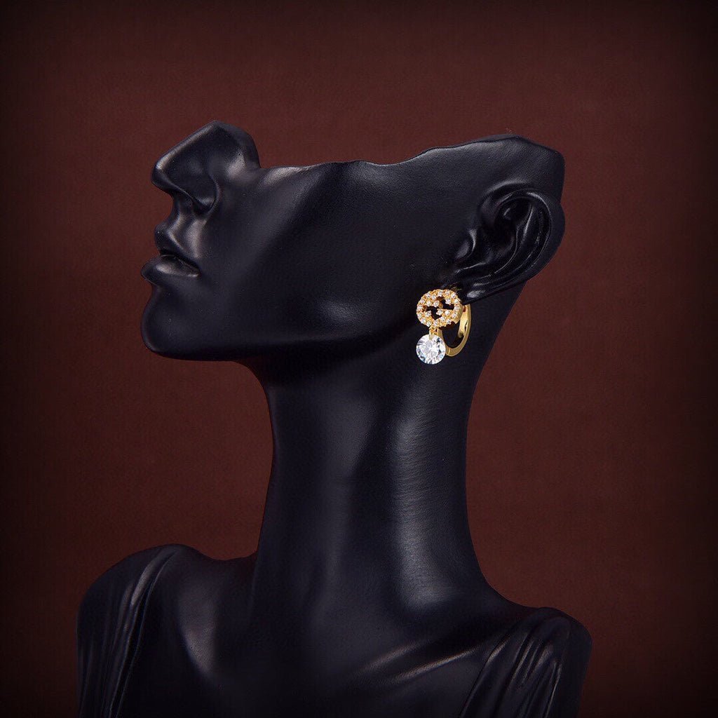 Gucci Double Interlocking Gucci Diamond 18K Gold Earrings