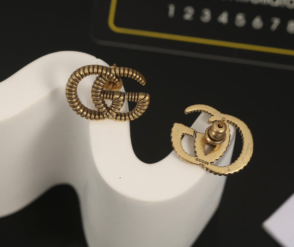 Gucci Double 18K Gold Earrings