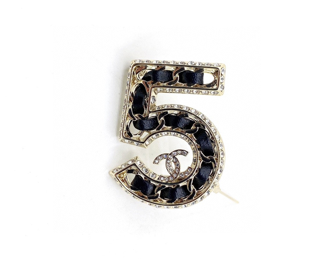 Chanel No.5 Strass 18K Gold Brooch