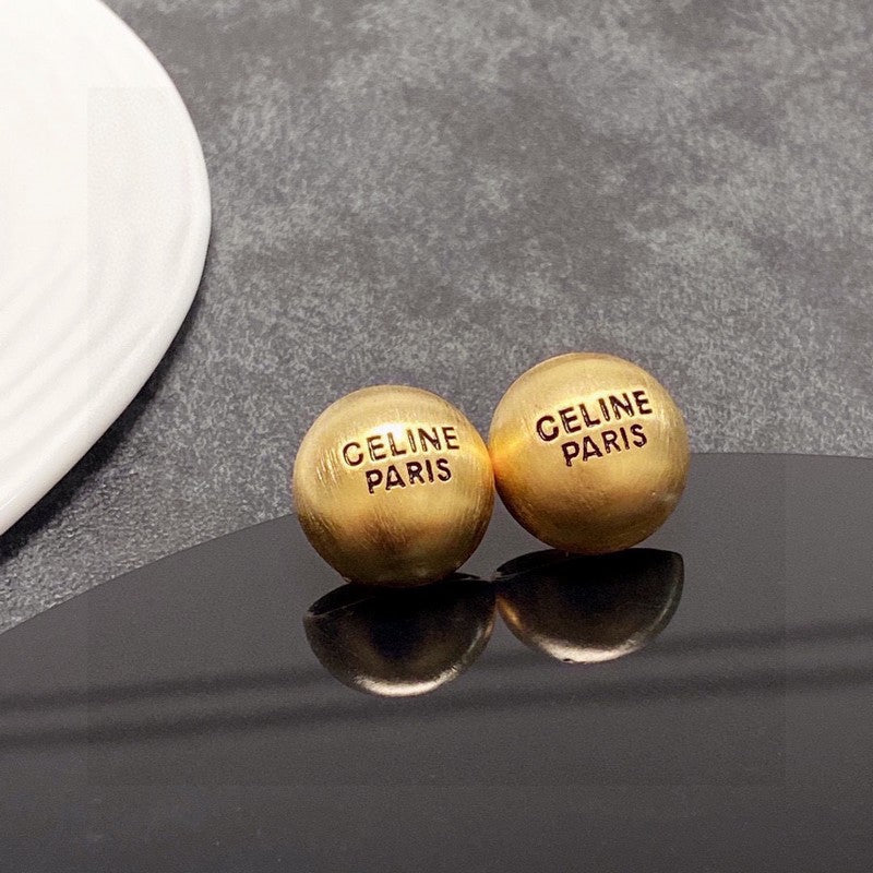 Celine Round 18K Gold Earrings