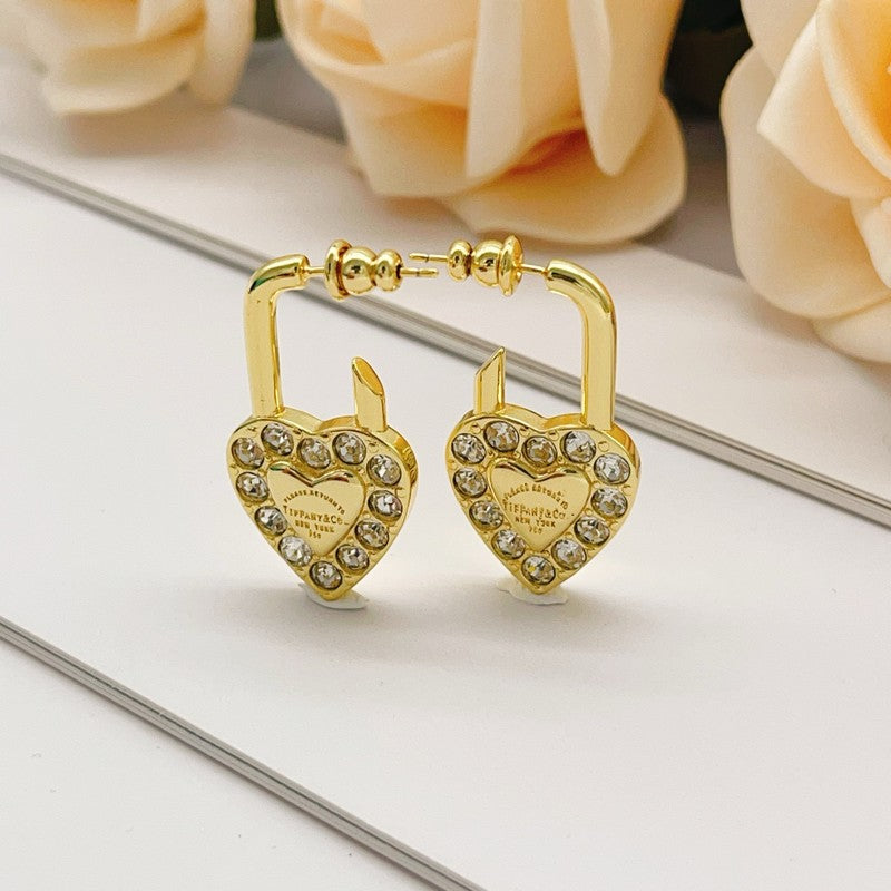 Tiffany Diamond Heart 18K Gold Earrings