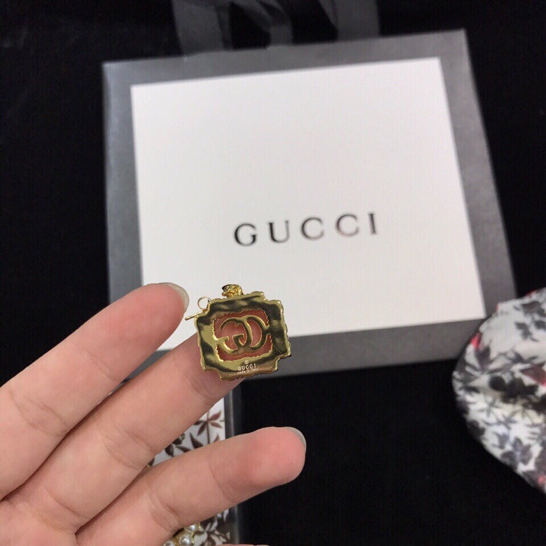 Gucci Double Square Pearl 18K Gold Earrings