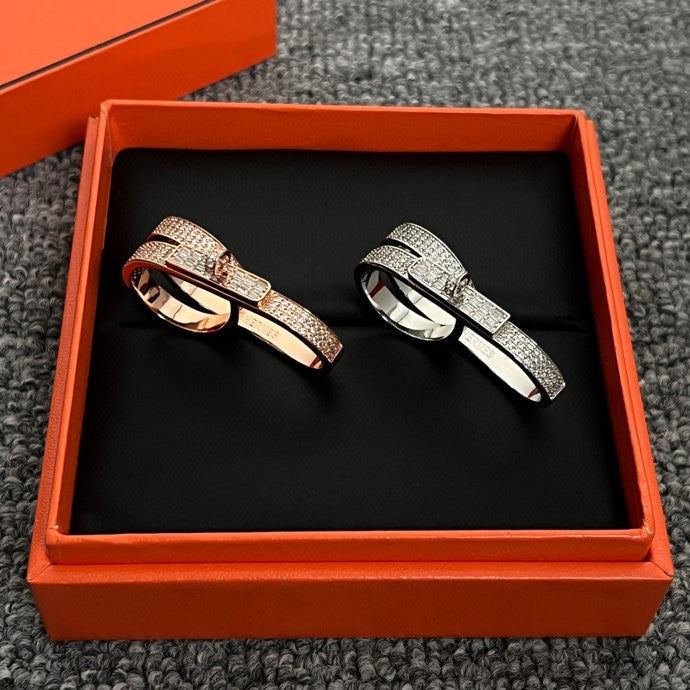 Hermes Kelly Gavroche Double 18K Gold Ring