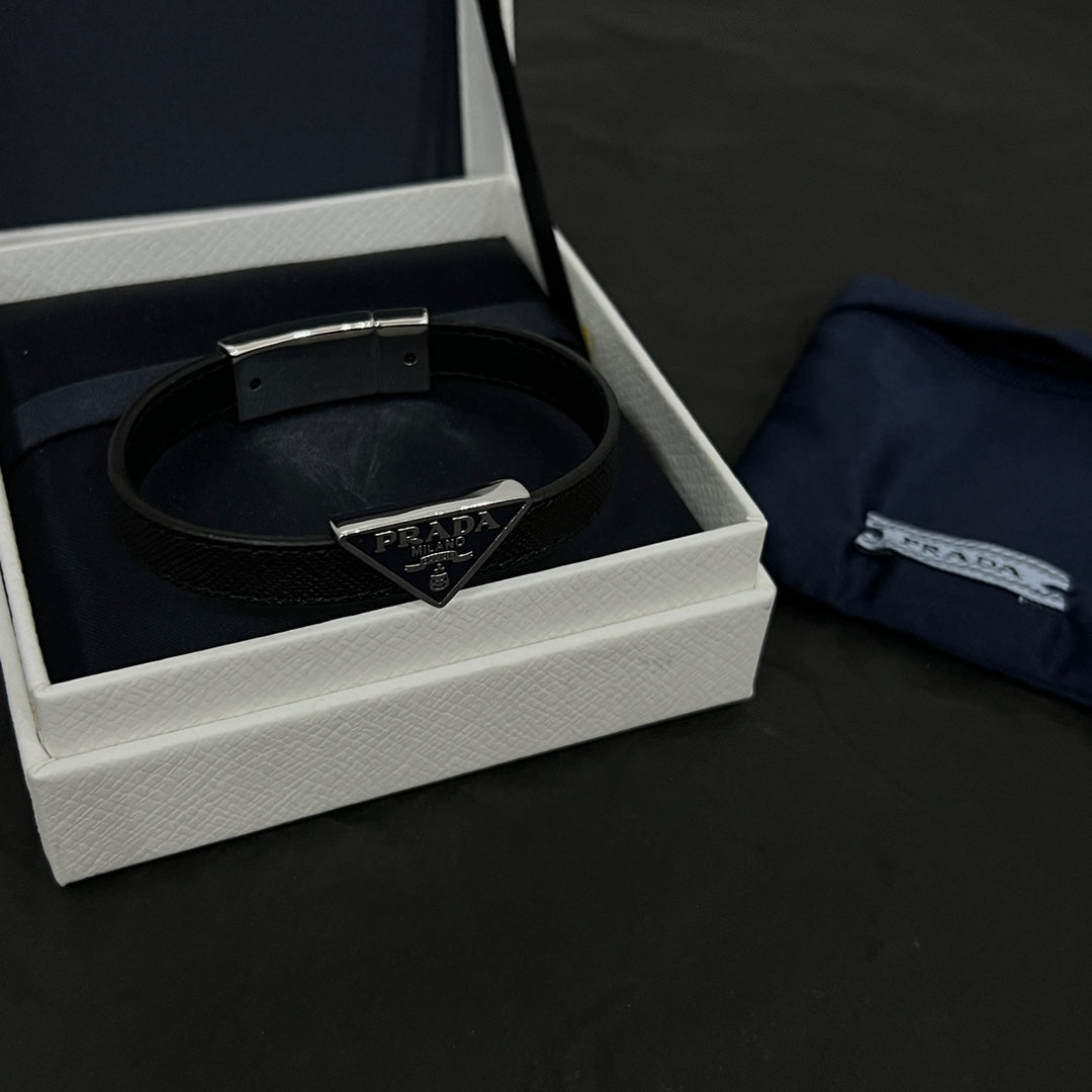 Prada Leather 18K Gold Bracelet