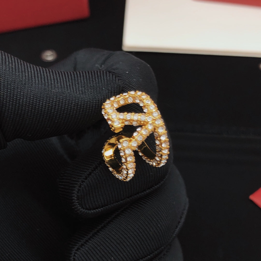 Valentino Diamonds Open 18K Gold Earrings