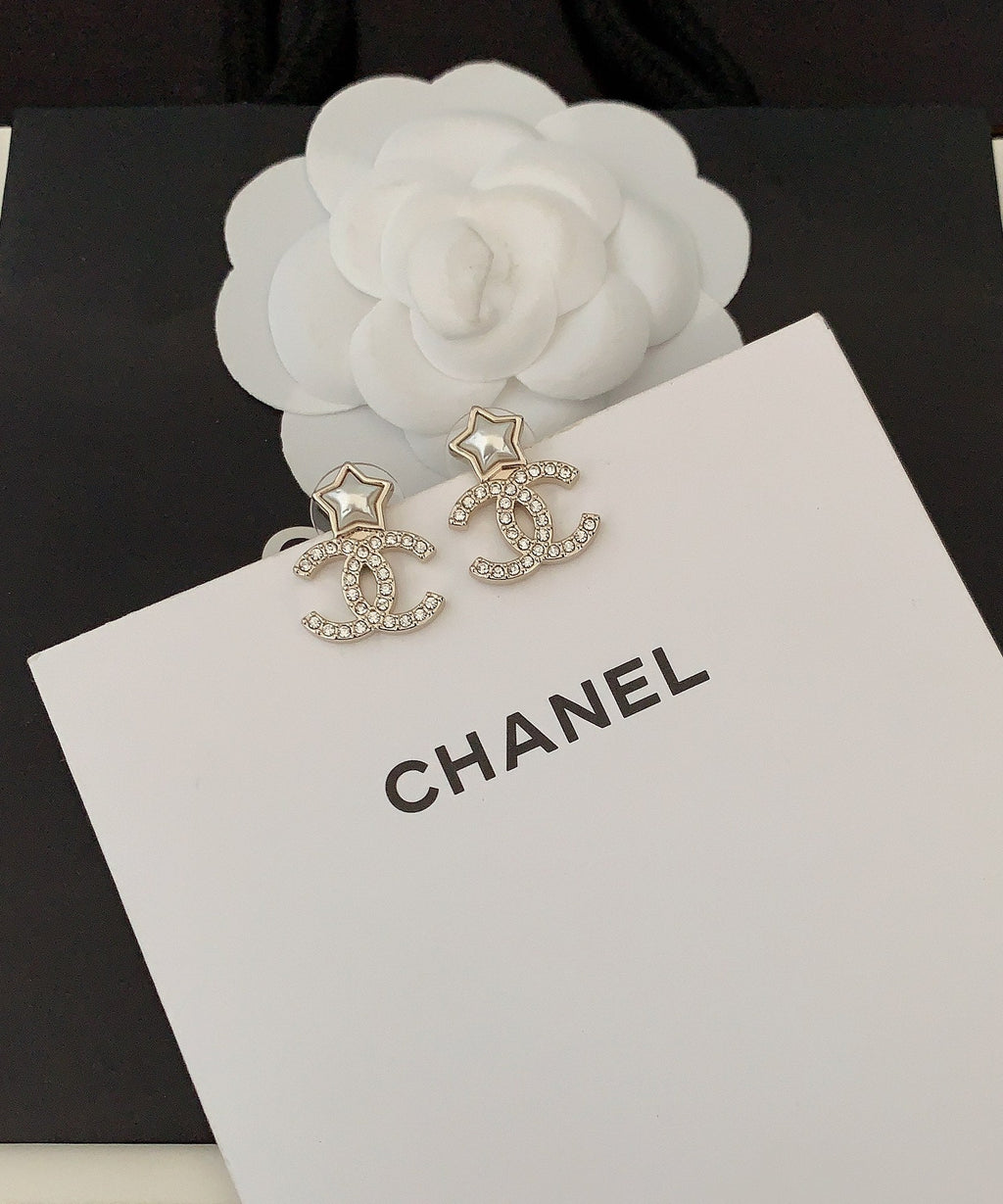 Chanel Star Crystals 18K Gold Earrings