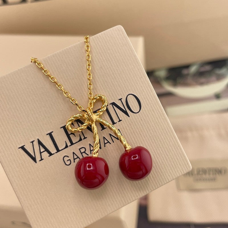 VLogo Red Cherry Gold 18K Gold Necklace