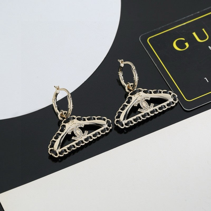 Chanel Coat Hanger 18K Gold Earrings