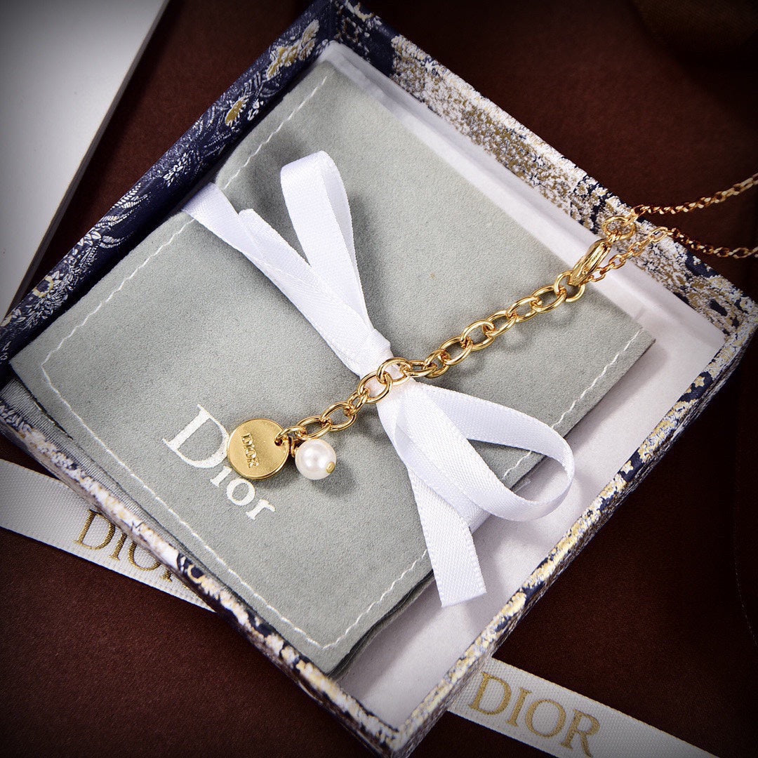 Dior Petit Pink Crystal 18K Gold Necklace