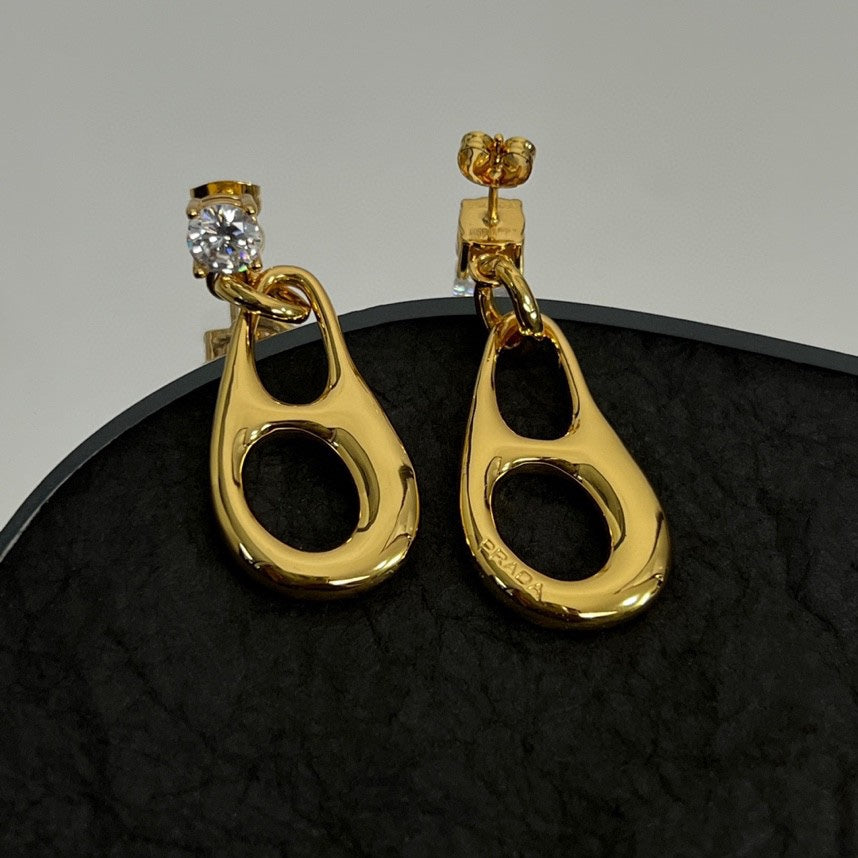Prada Inverted Triangle 18K Gold Earrings