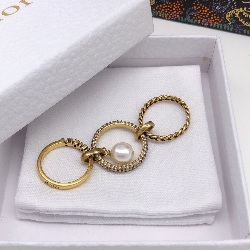 Dior Pearl & Crystal J'Adior 18K Gold Ring