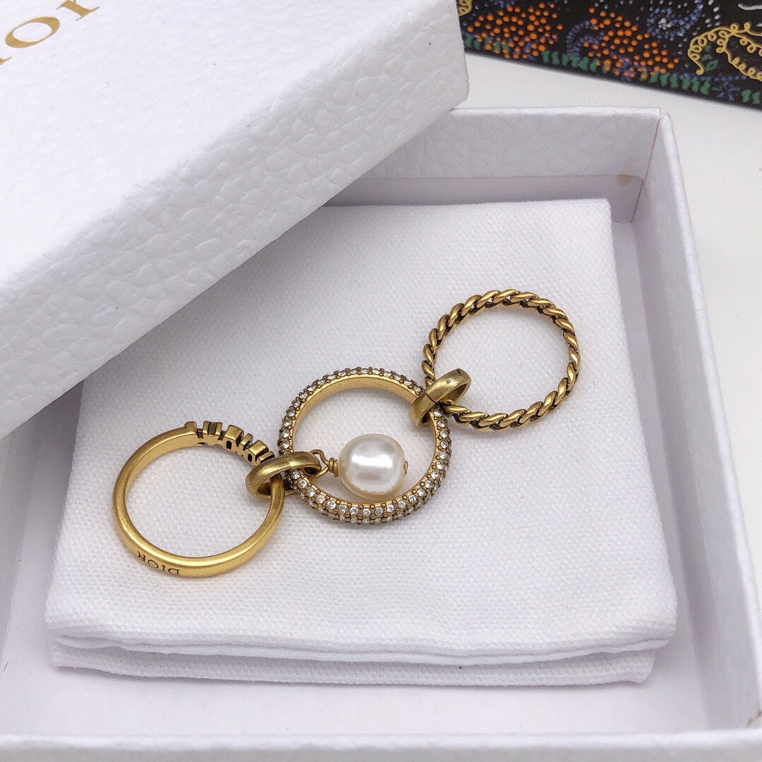 Dior Pearl & Crystal J'Adior 18K Gold Ring
