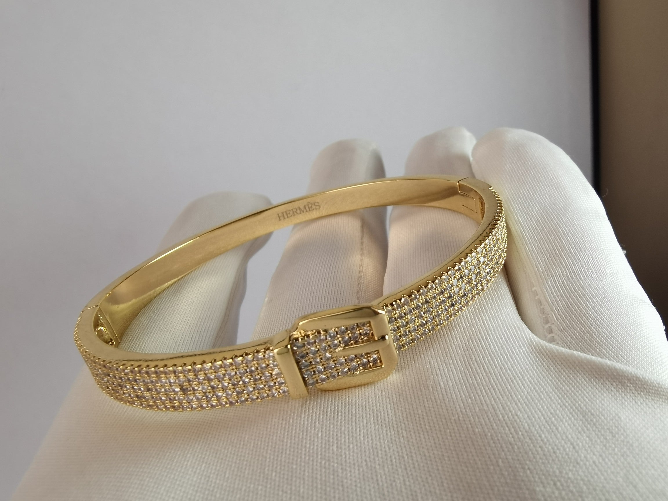 Hermes Kelly Diamond Vintage 18K Gold Bracelet