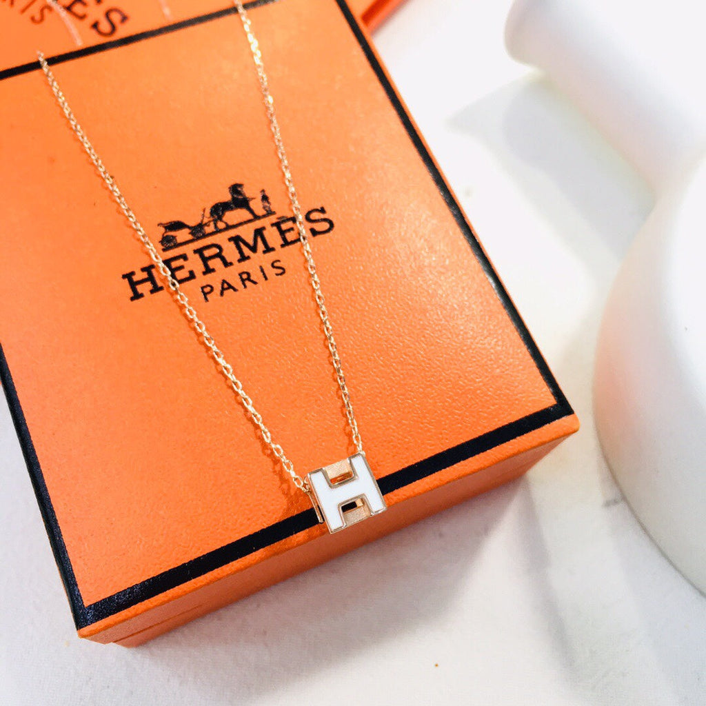 Hermes Cage D'H White 18K Gold Necklace