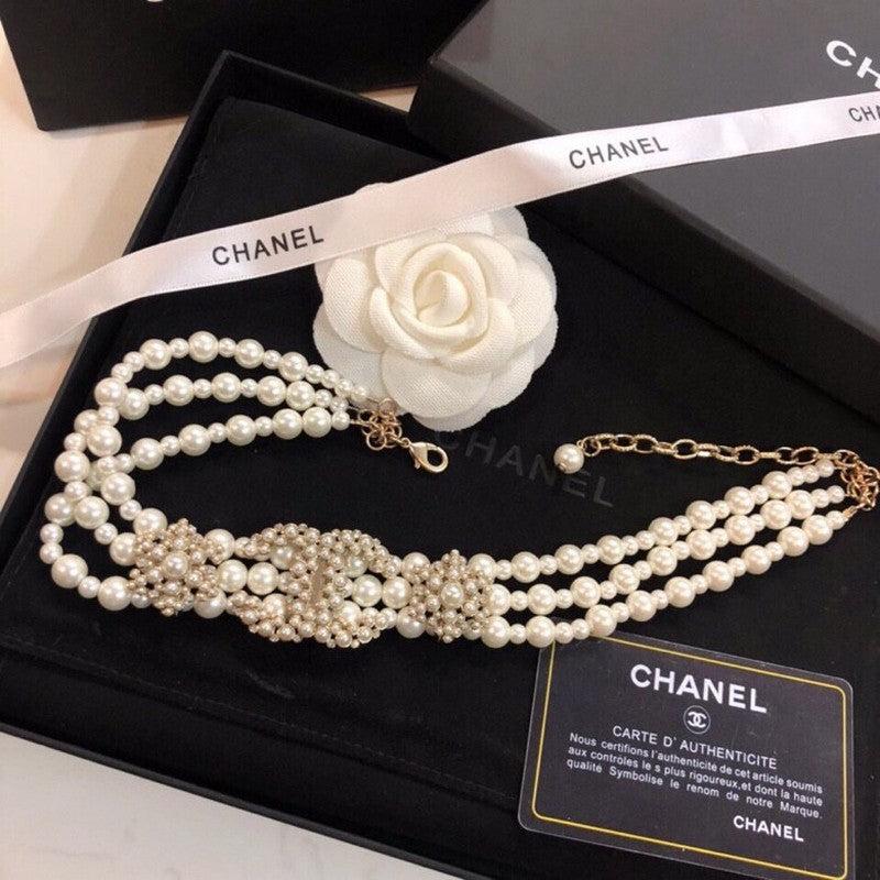 Chanel Pearl Choker 18K Gold Necklace