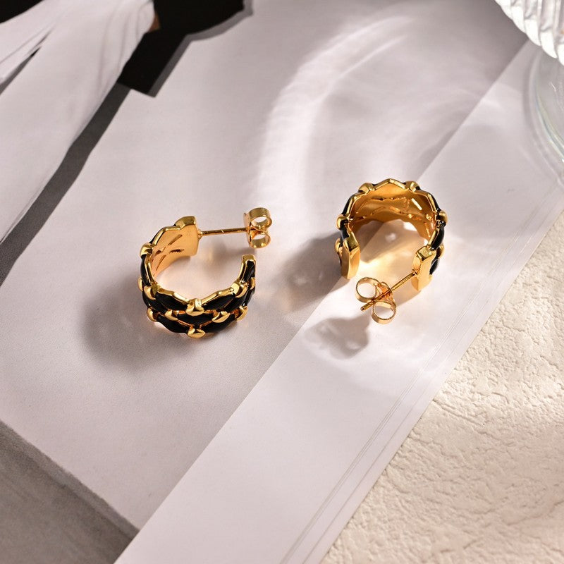 Louis Vuitton Leather 18K Gold Earrings