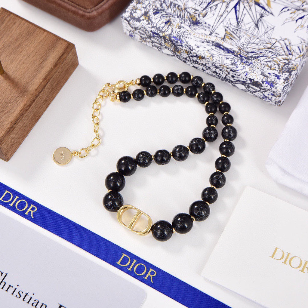 Dior 30 Montaigne Choker Black Pearls 18K Gold Necklace