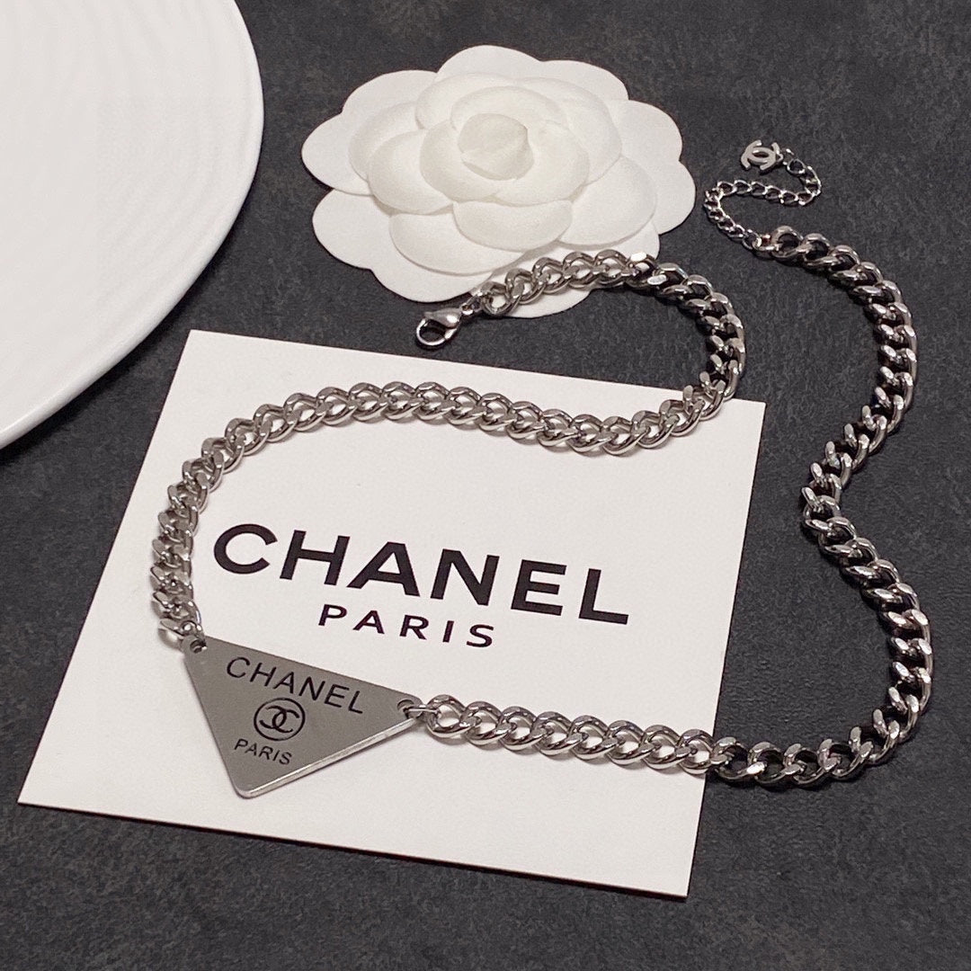 Chanel Triangle 18K Gold Necklace