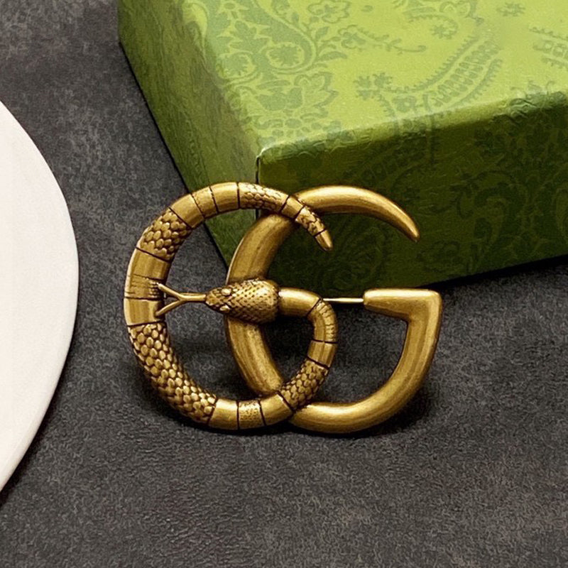 Gucci Double Snake 18K Gold Brooch