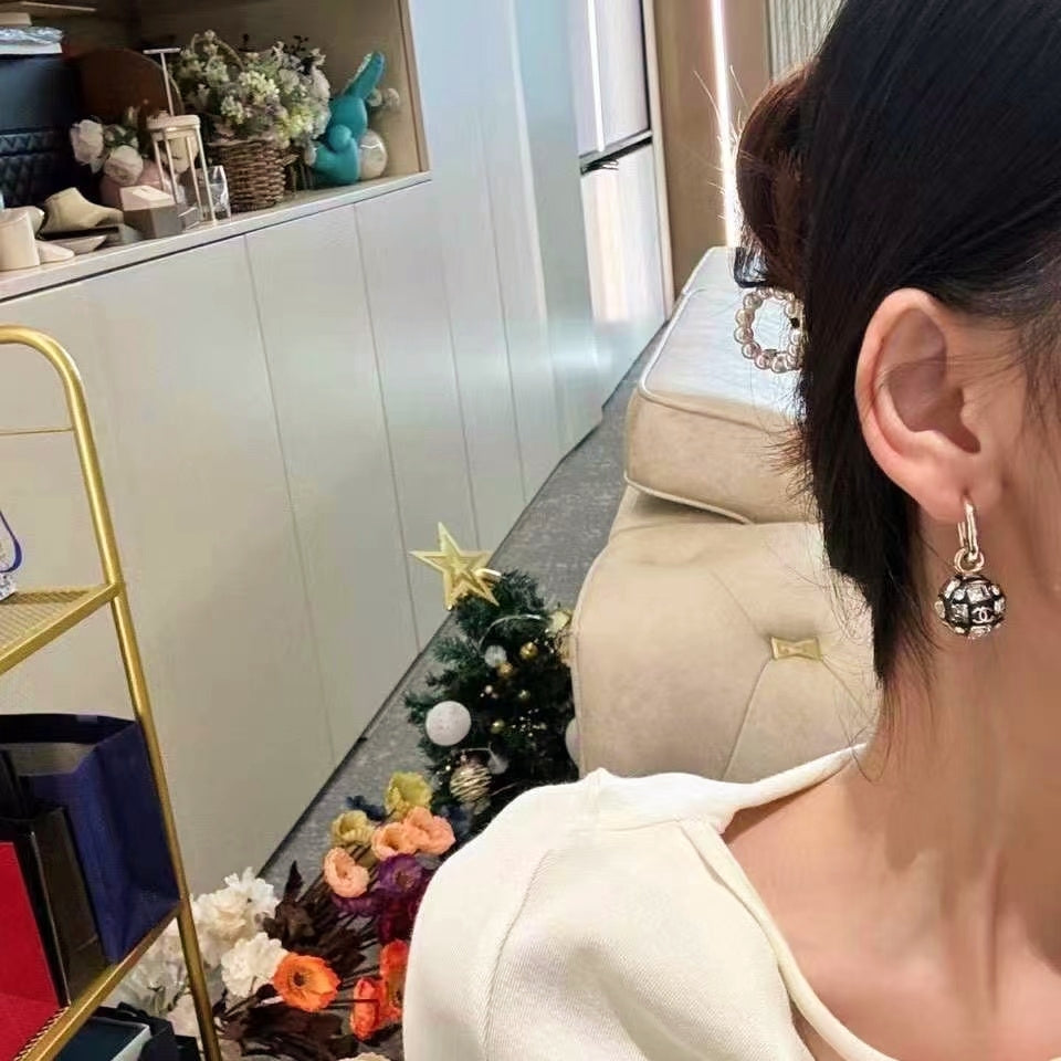Chanel Round Crystals 18K Gold Earrings