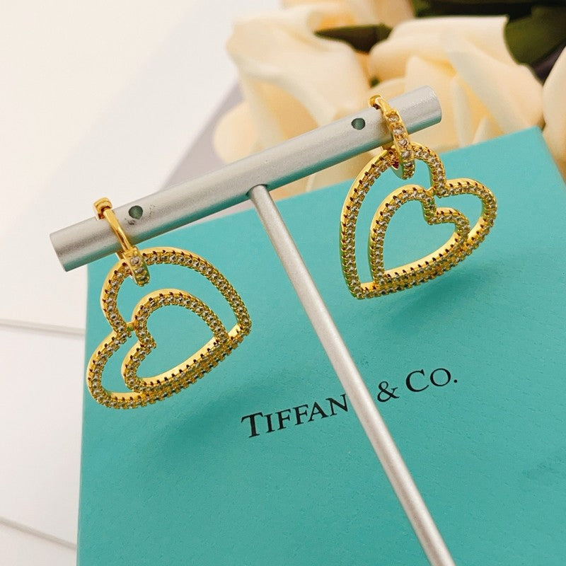 Tiffany Heart Diamond 18K Gold Earrings