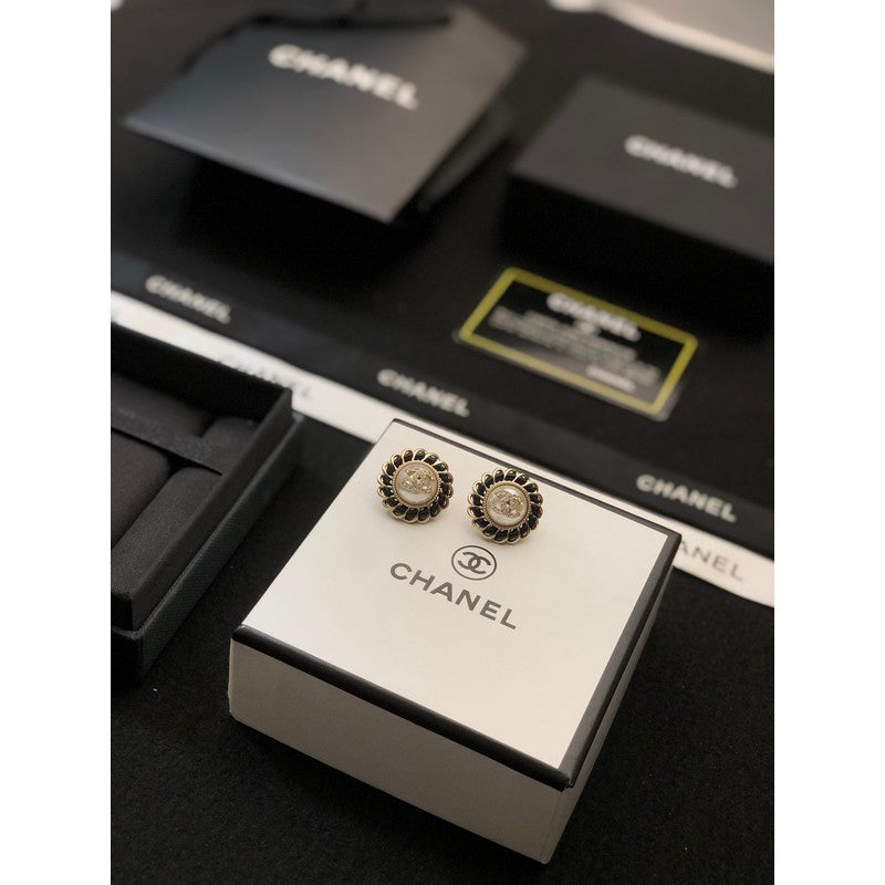 Chanel Black 18K Gold Earrings