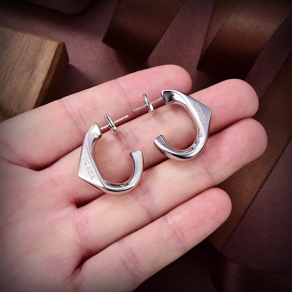 Prada Triangle Open 18K Gold Earrings