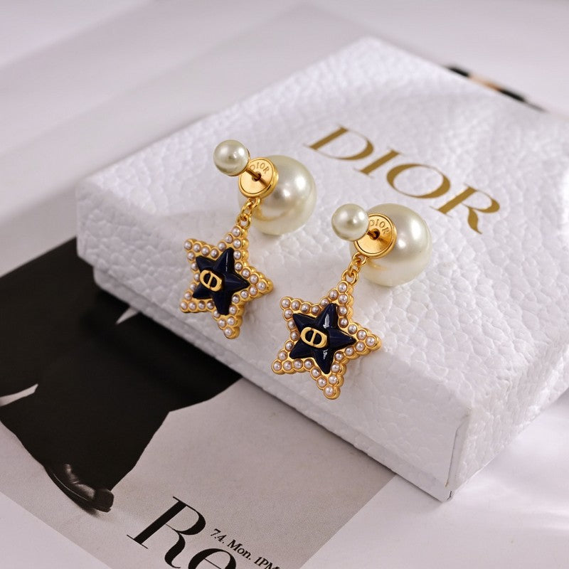 Dior Tribales Star Pearl 18K Gold Earrings