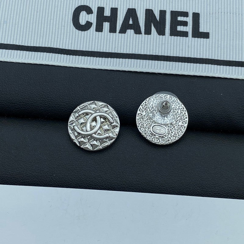 Chanel Round 18K White Gold Earrings