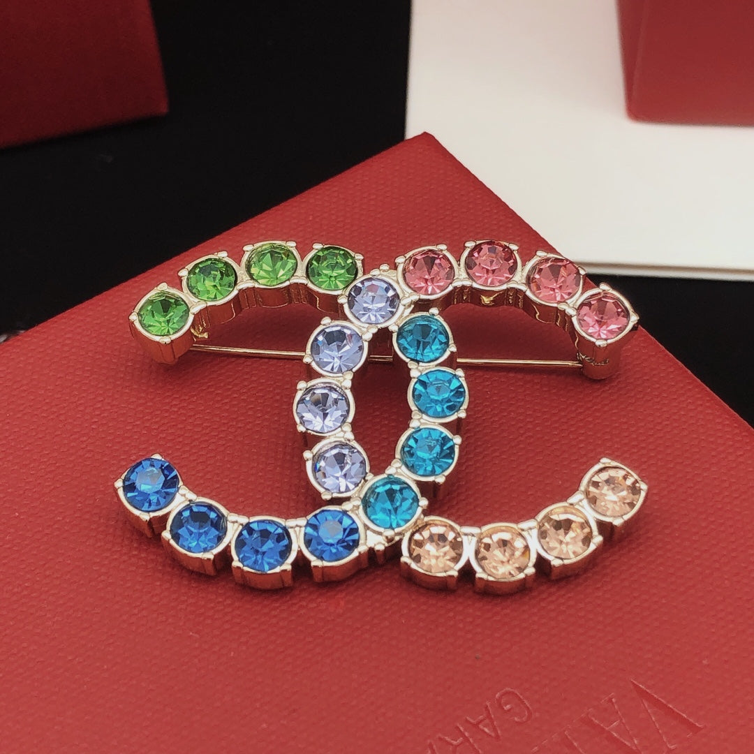 Chanel Color Crystals 18K Gold Brooch