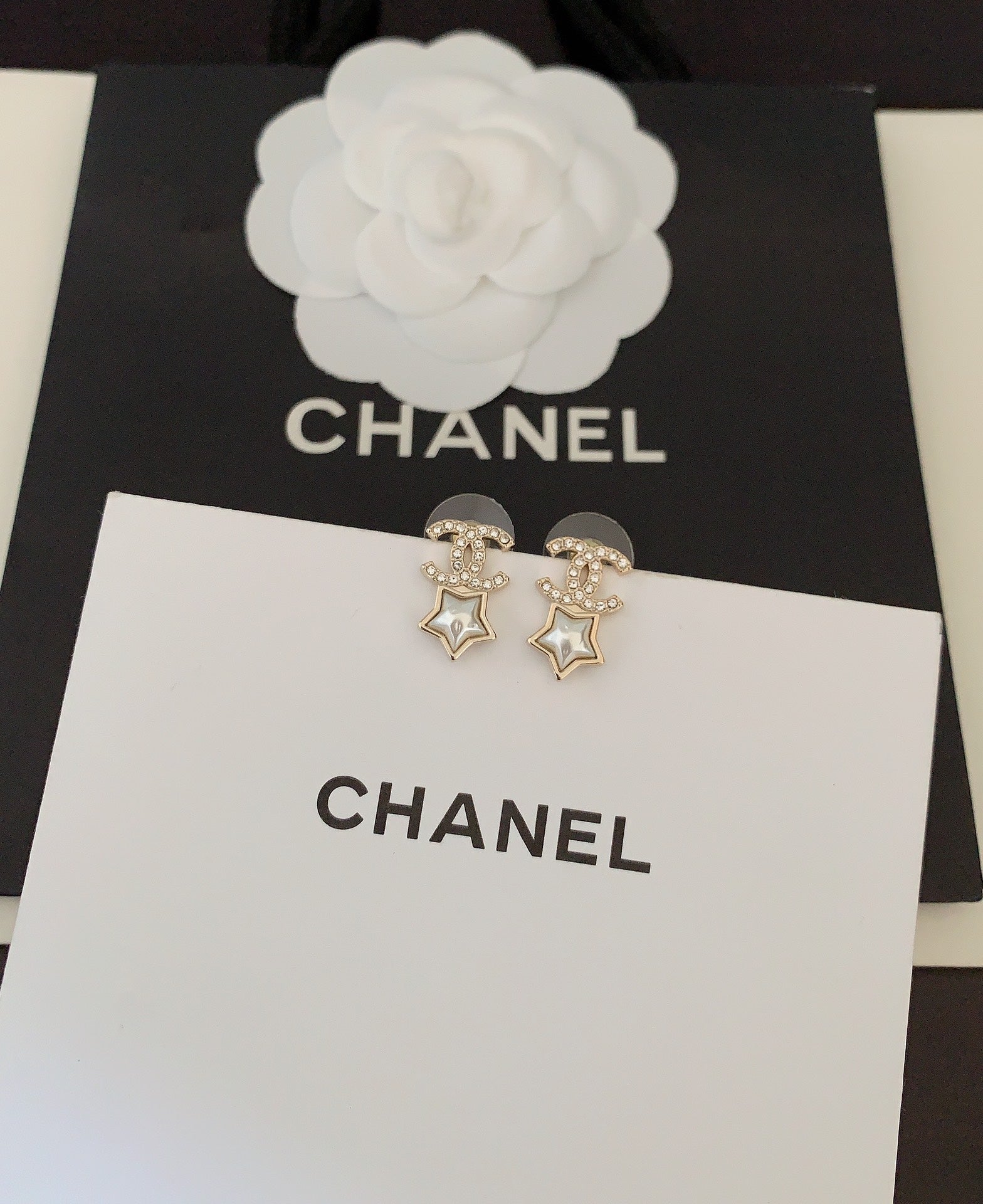 Chanel Star Crystals 18K Gold Earrings