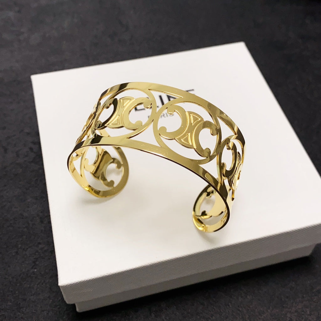 Celine Open Cuff 18K Gold Bracelet