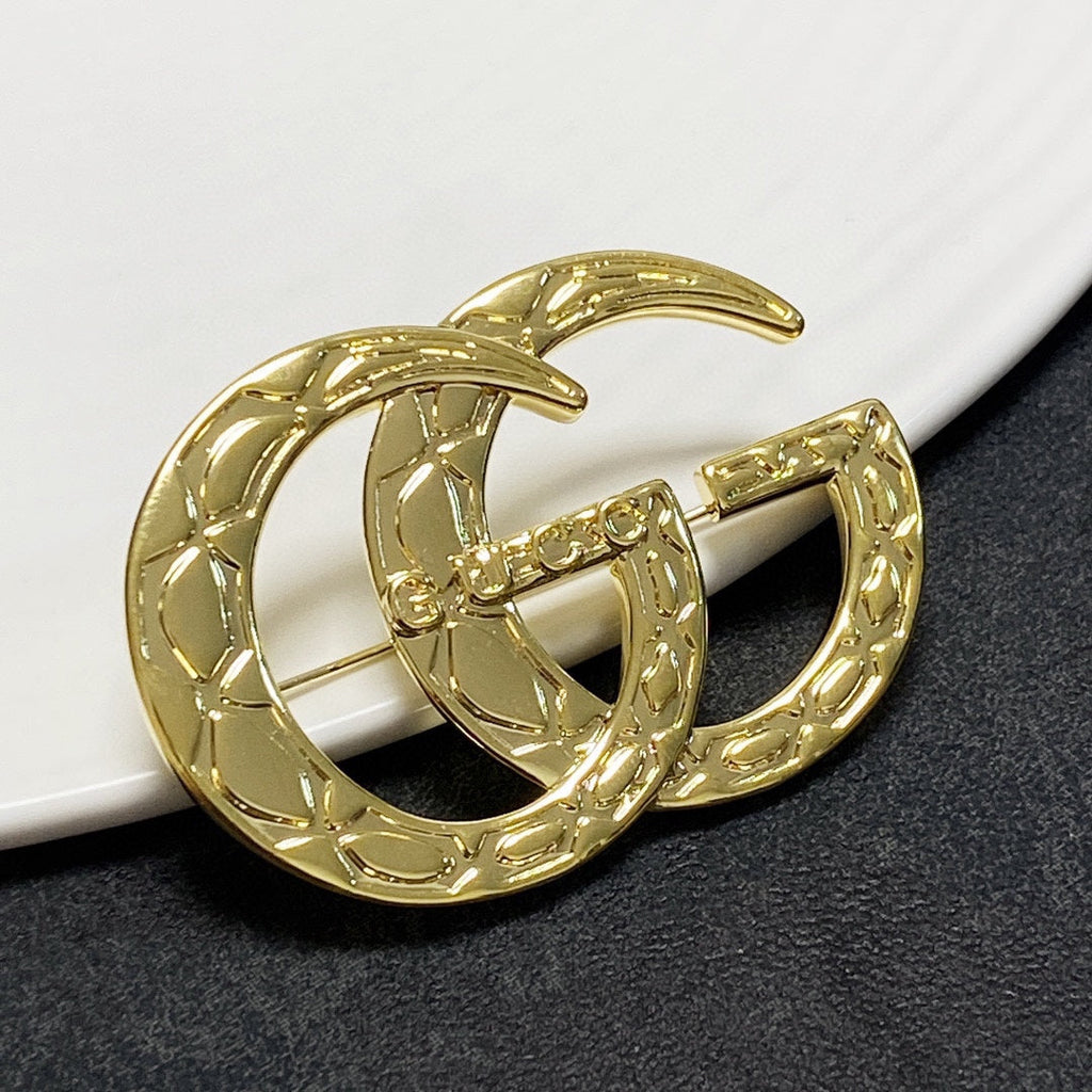 Gucci Double 18K Gold Brooch